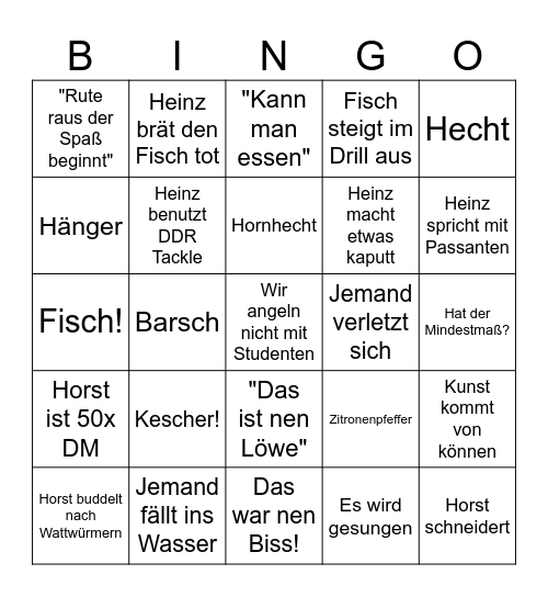 Rute Raus Bingo Card