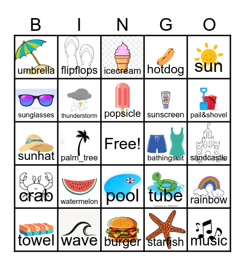 Summer Bingo Card