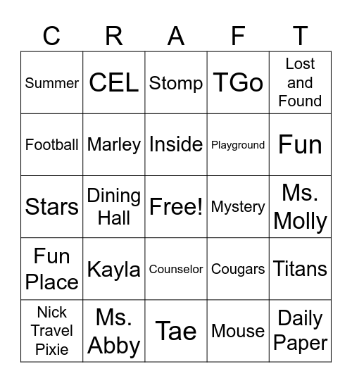 MPH Bingo Card