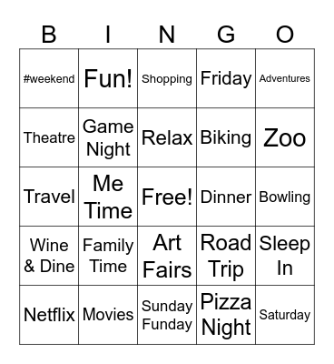 Weekend! Bingo Card