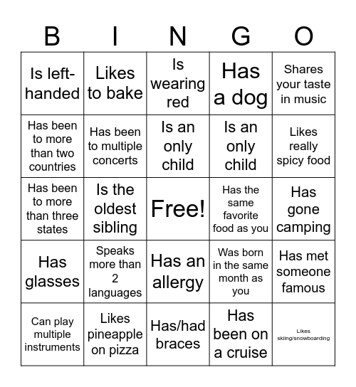 Icebreaker Bingo: Find Someone Who Bingo Card