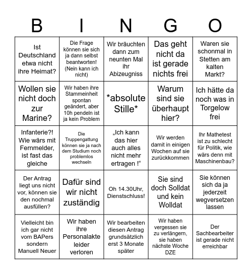 BAPers Bingo Card