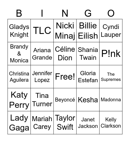 Leading Ladies Bingo Card