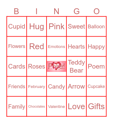 Valentines Day Bingo Card