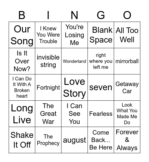 - Bingo Card