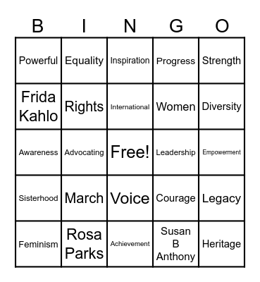 Women's History Month Bingo Card