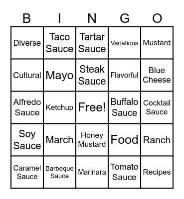 Sauce Month Bingo Card