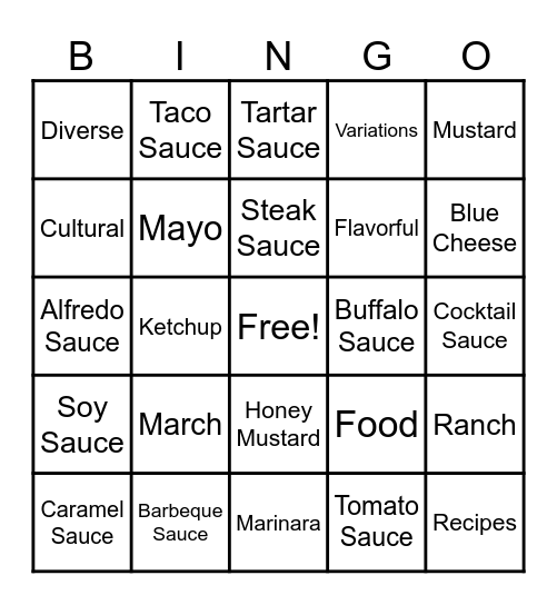 Sauce Month Bingo Card