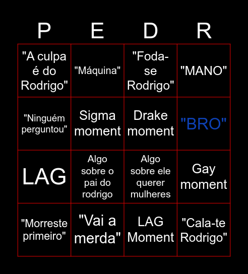 PEDROH Bingo Card