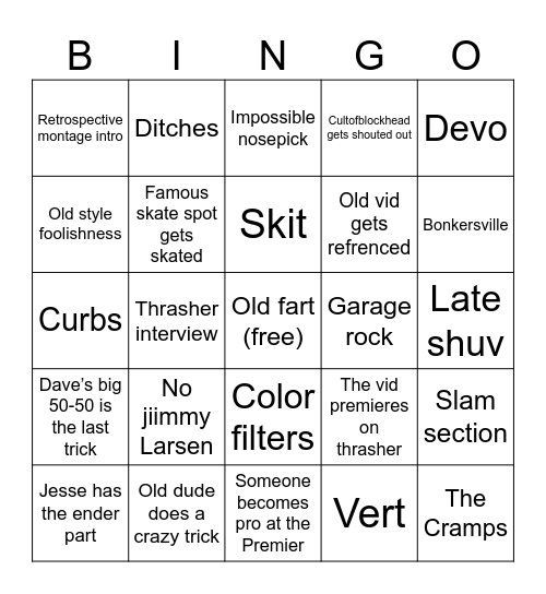 Blockhead “Heads Up!” Bingo! Bingo Card