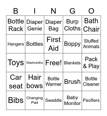 Baby Bingo Card