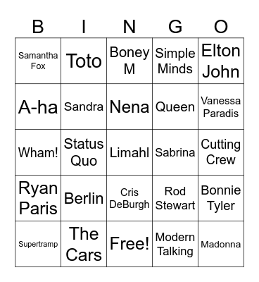 80-Talls Musikk Bingo Card