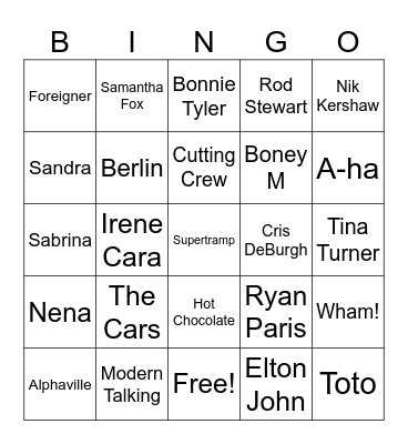 80-Talls Musikk Bingo Card