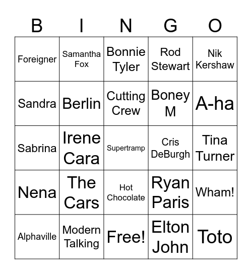 80-Talls Musikk Bingo Card