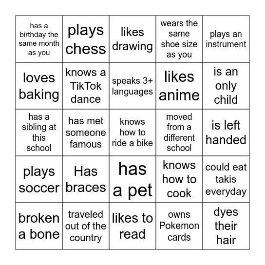 Find Someone Who... Bingo Card