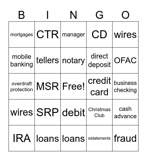 SRP Bingo Card