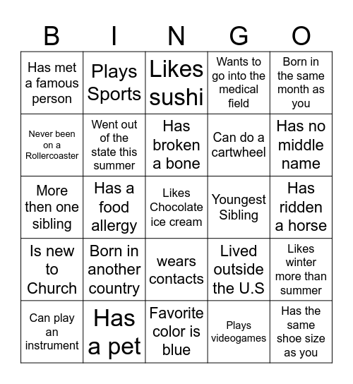 Hotel Staff Bingo Card