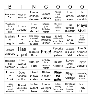 Find someone who....... Bingo Card