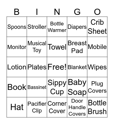 Jen & Daniel's Shower Baby Gift Bingo Card