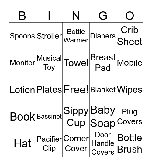 Jen & Daniel's Shower Baby Gift Bingo Card