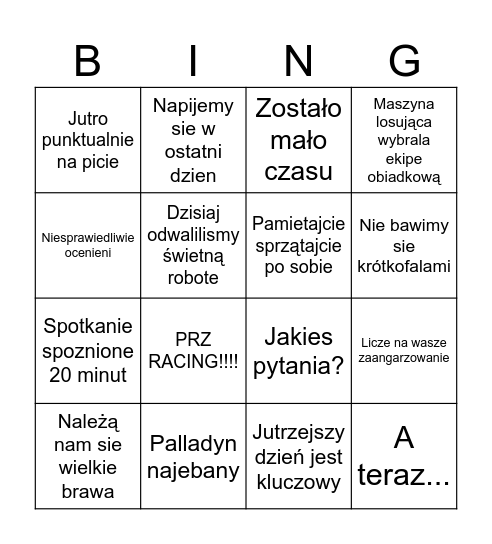 Briefing Bingo Card