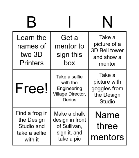 Sullivan Bingo Card