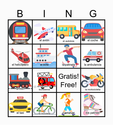 Loteria: El Transporte Bingo Card