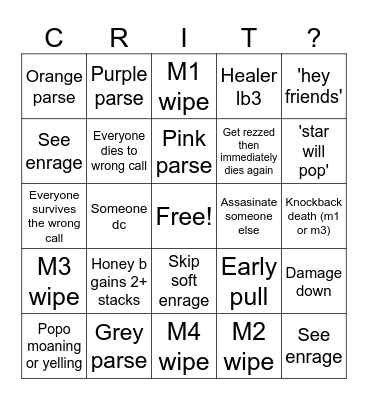 Hey Friends Reclears Bingo Card