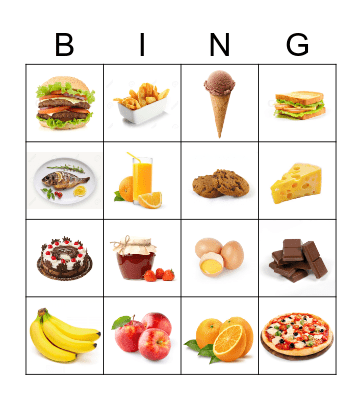 Food Bingo Card