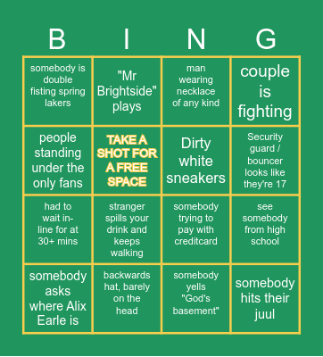 PARKER HOUSE BINGO Card