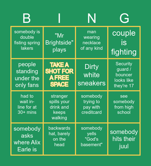 PARKER HOUSE BINGO Card