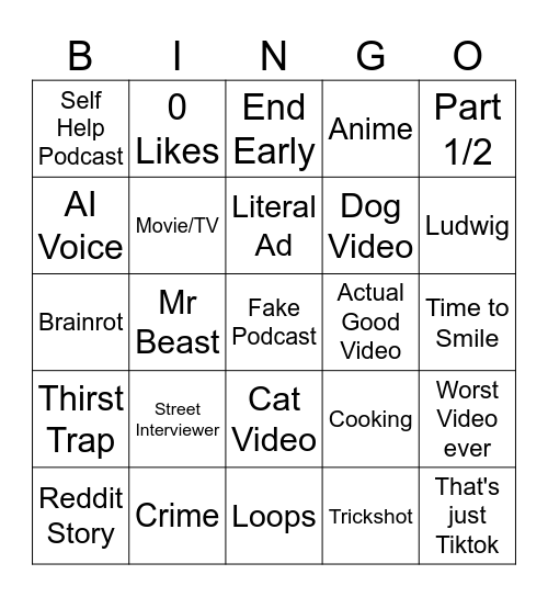 BINGOOOOOOO Bingo Card