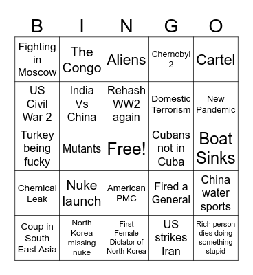 Mid 2024 to 2025 Bingo Card