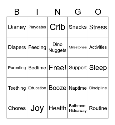 Parenting Bingo Card