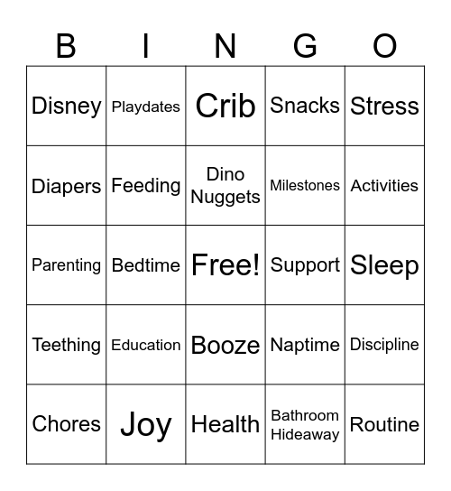 Parenting Bingo Card