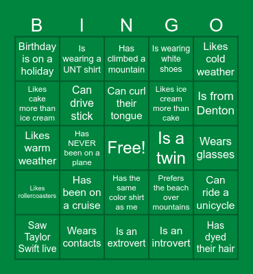Transfer Experience Human Bingo Card