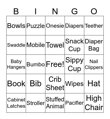 Jen & Daniel's Shower Baby Gift Bingo Card