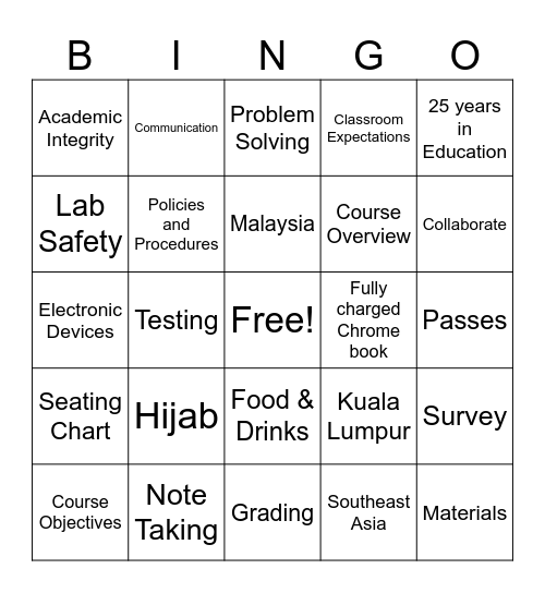 BINGO Card