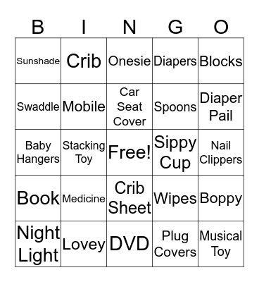 Jen & Daniel's Shower Baby Gift Bingo Card