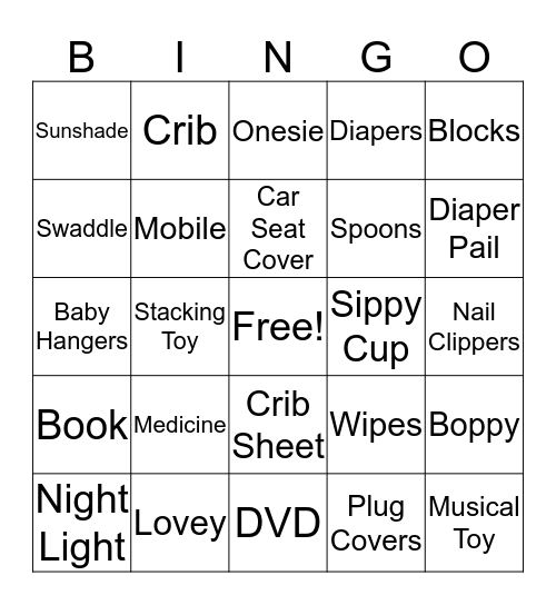 Jen & Daniel's Shower Baby Gift Bingo Card