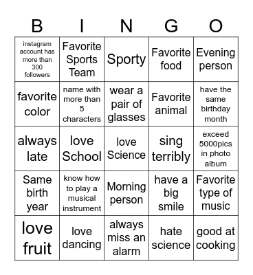 Find your match!!! Bingo Card