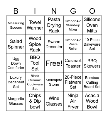 Bridal Bingo Card