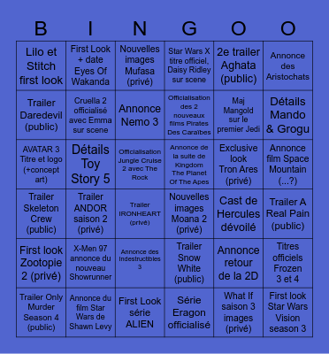 D23 Expo 2024 Bingo Card