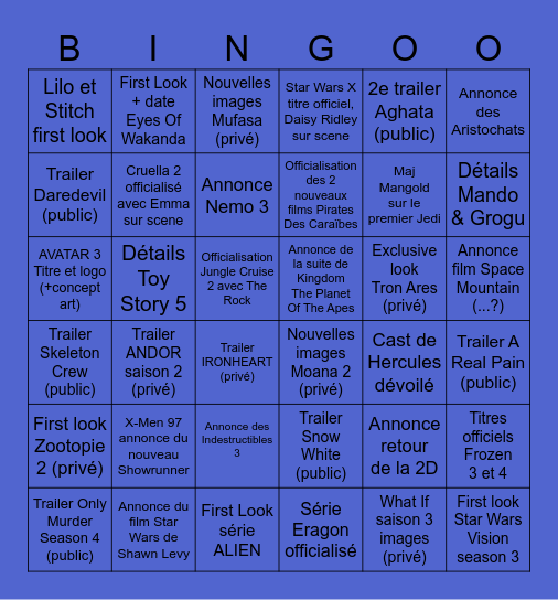 D23 Expo 2024 Bingo Card