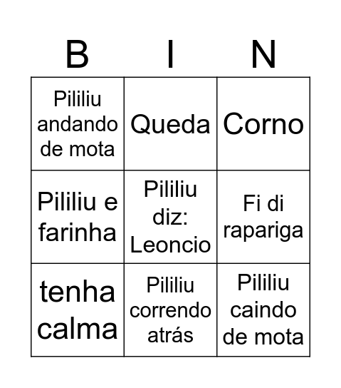 Pililiu da Resenha Bingo Card