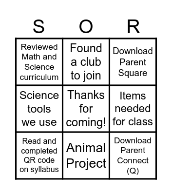 Back to School Night Soaring with Mrs. Cremeens Bingo Card