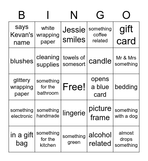 Bridal Brunch Bingo Card