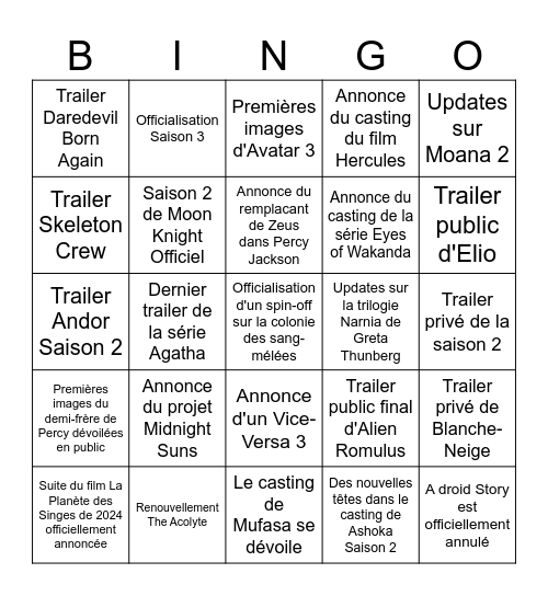 D23 Bingo Card