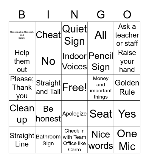 Bingo! Bingo Card