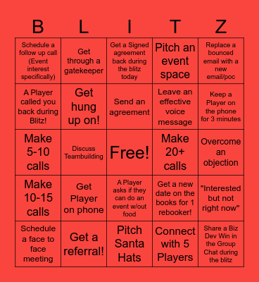 Topgolf Sales Blitz Bingo! Bingo Card